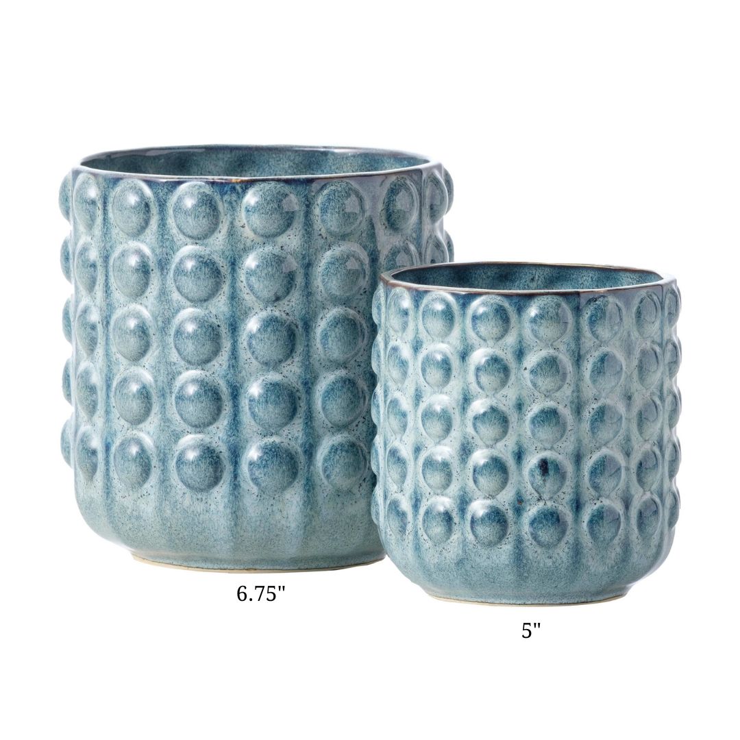 Dots Planter – Blue – 6.75″